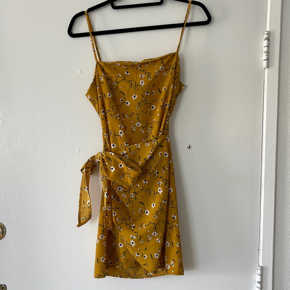 Yellow floral mini dress